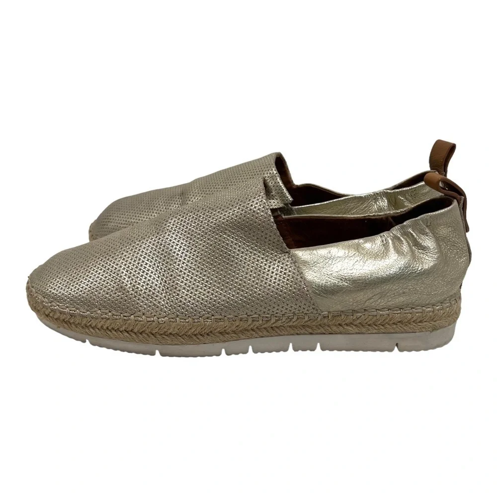 Gentle Souls Lara A-Line Sport Leather Gold Slip On Comfort Espadrilles Womens 9